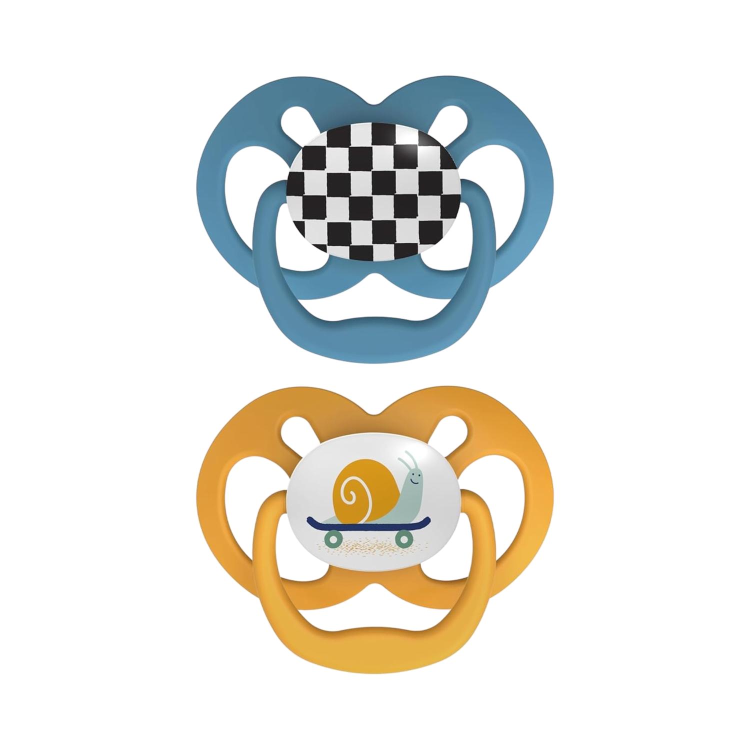 Chupones Dr Browns Advantage 2 Chupones Niño 6-18 Meses Color Azul Y Amarillo Carreras — imagen 2