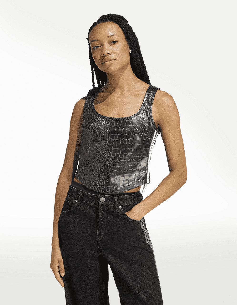 Corset Adidas Pleather Negro - Mujer — imagen 2