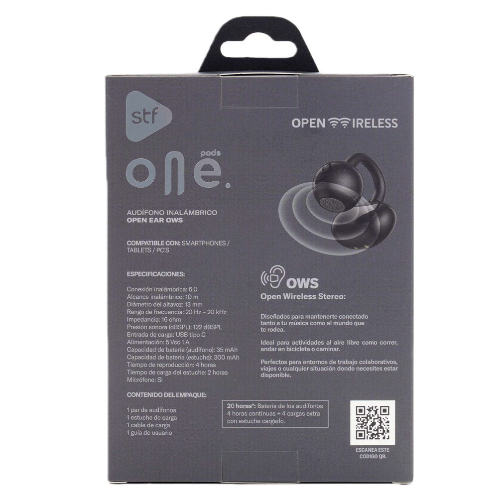Audífonos Open Ear STF One: OWS, 20h batería, micrófono, Negro — imagen 14