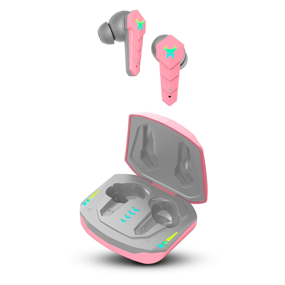 Audífonos Inalámbricos TWS STF Muspell: 8 hrs continuas, Gaming, luz RGB, Rosa — imagen 2