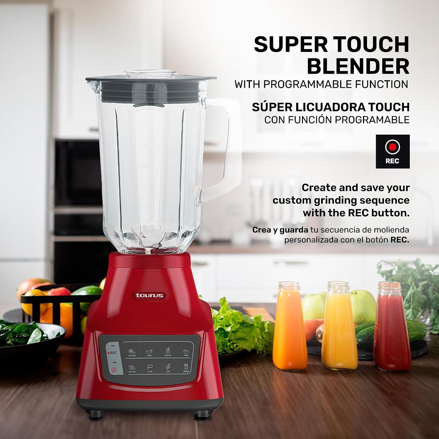 Licuadora Taurus Grandeur Touch REC 750W Jarra de Vidrio 2.1 L Roja — imagen 2