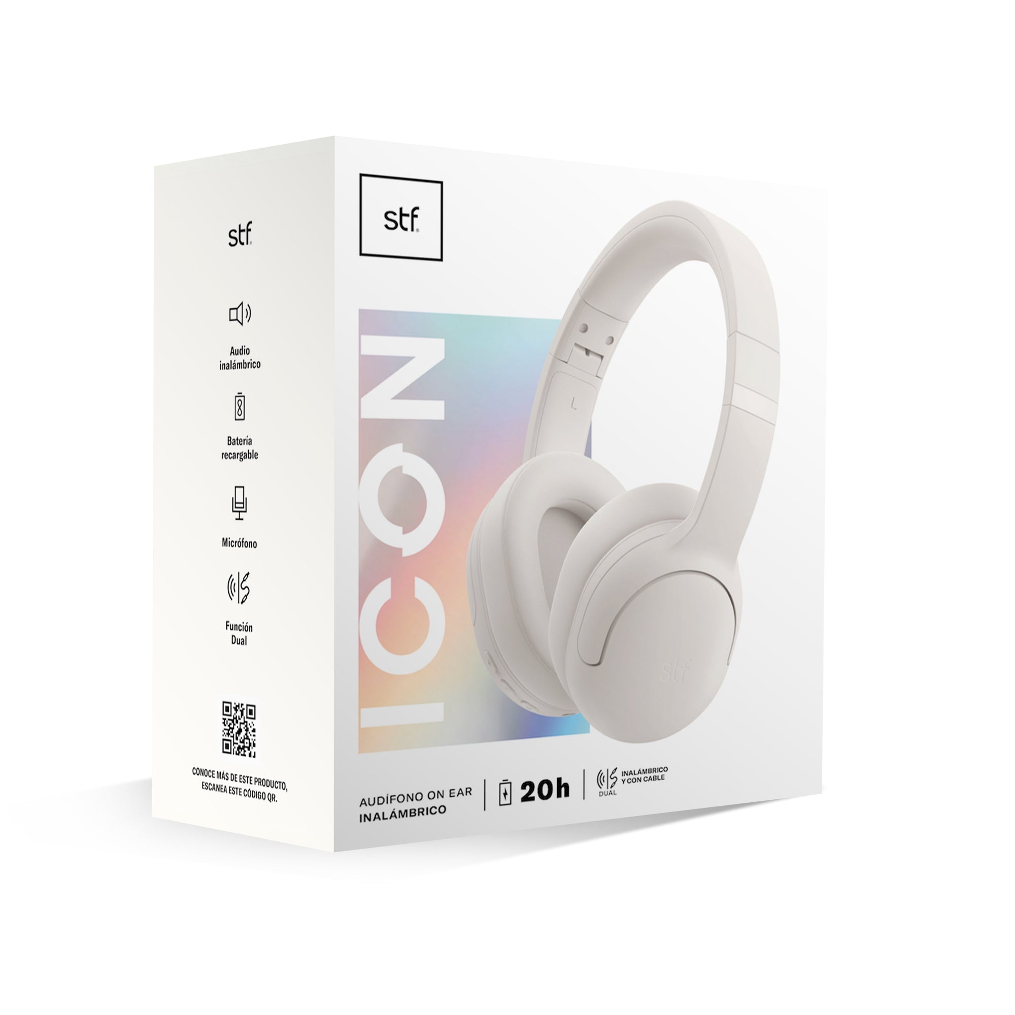 Audífonos inalámbricos On Ear Icon STF 25hrs uso Blanco — imagen 8