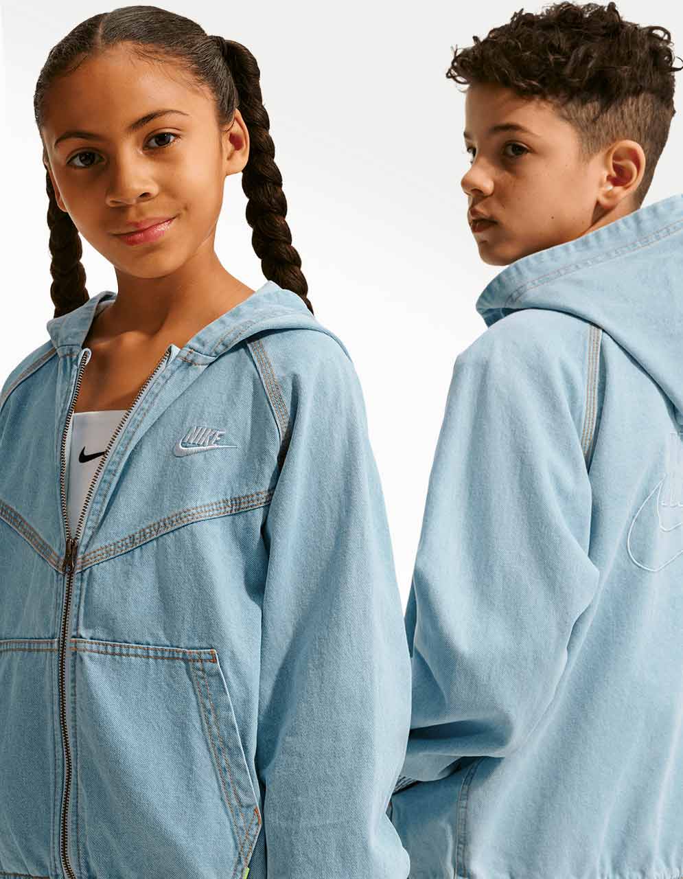 Chamarra Nike NSW WR Denim FZ Azul - Niño — imagen 2