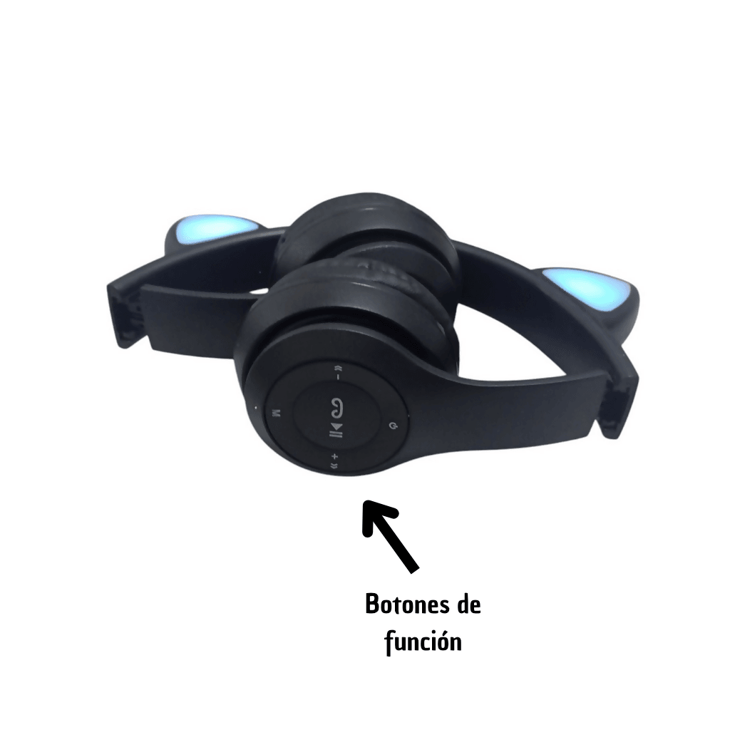 Audífonos Gatica Bluetooth, luces led, Radio FM, diadema plegables.NEGROS. — imagen 5