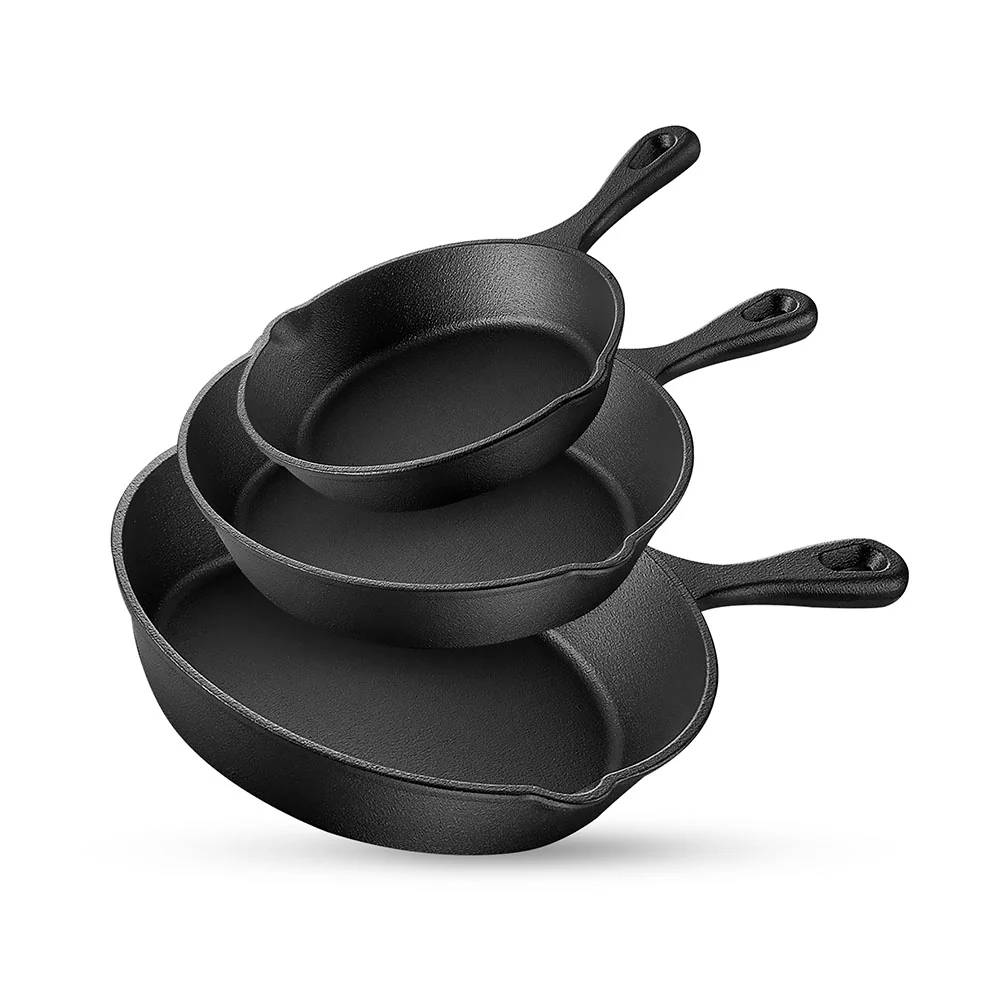 Set de 3 Sartenes de Hierro Fundido Antiadherente para Cocina — imagen 1