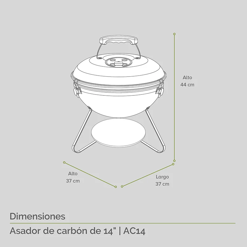 Asador de Carbón Portátil Avera 14” 35 cm — imagen 5