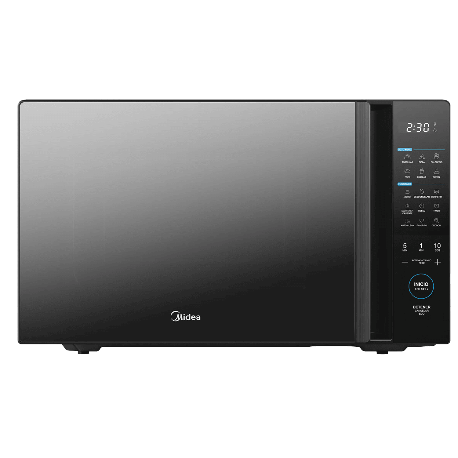Microondas Midea 40L Manija Oculta Puerta Espejo Negro — imagen 1
