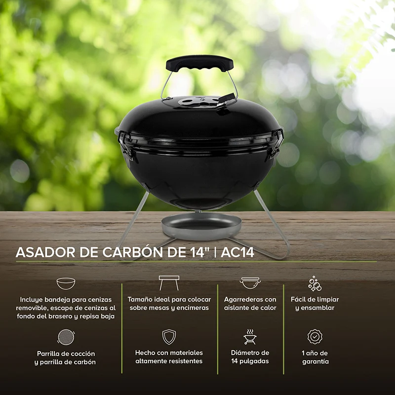 Asador de Carbón Portátil Avera 14” 35 cm — imagen 2