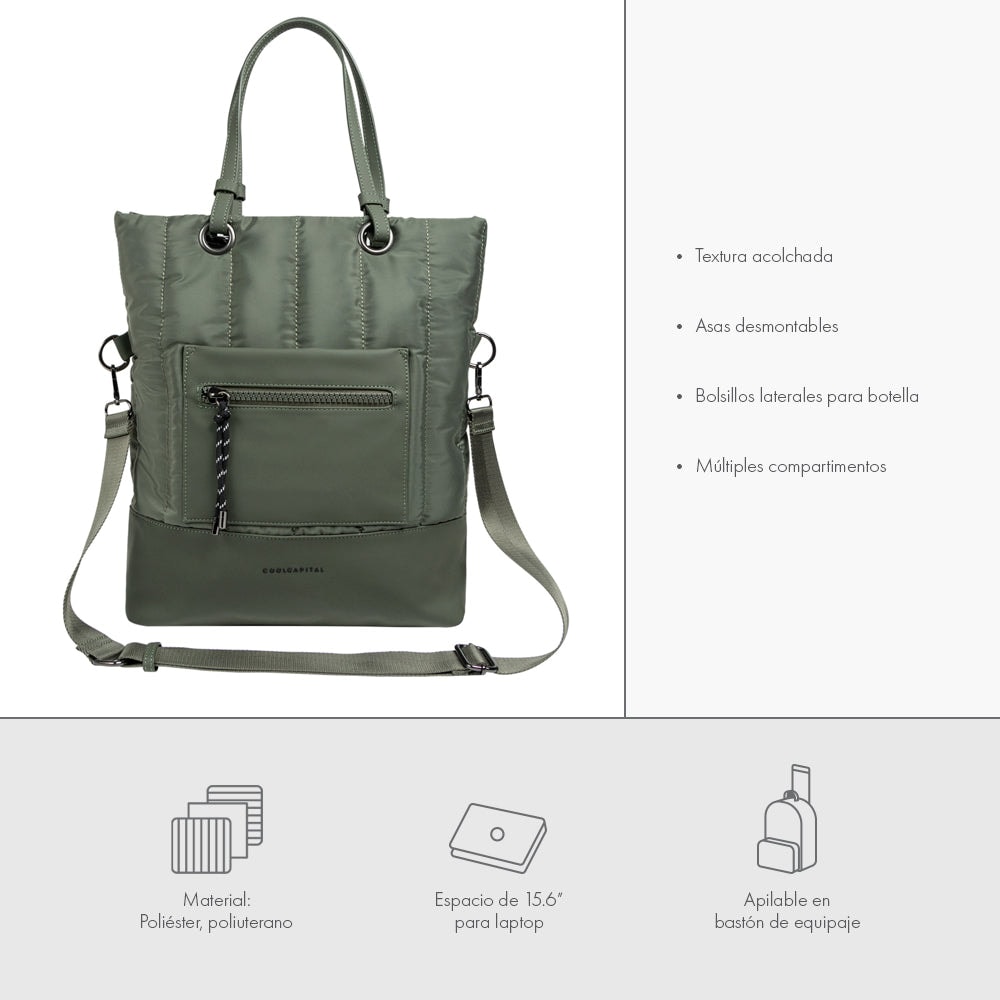 Bolsa CoolCapital Tote Bag Fuji: Laptop 14", Resistente y Ajustable, Verde — imagen 20