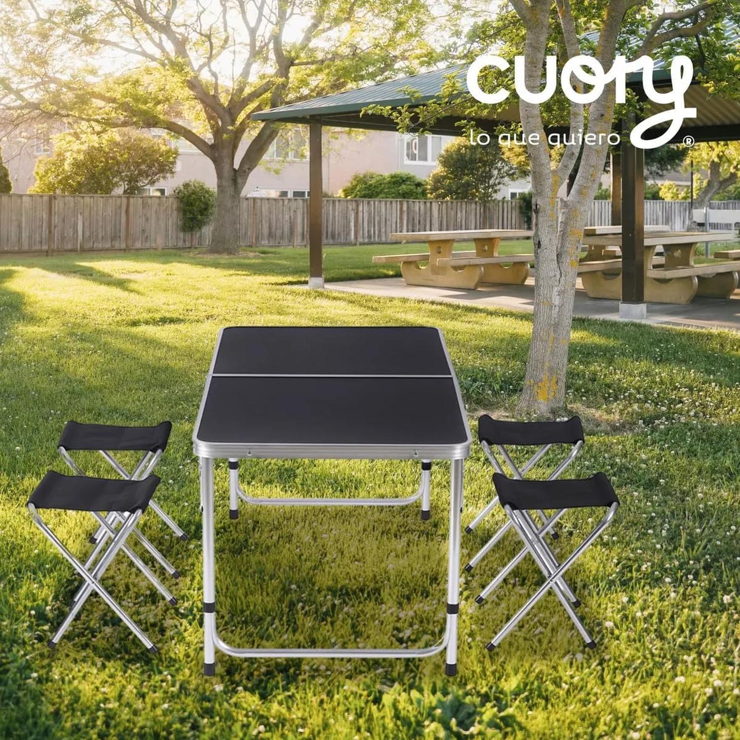 Mesa Plegable Cuory Negra 120x160cm + 4 Bancos — imagen 5