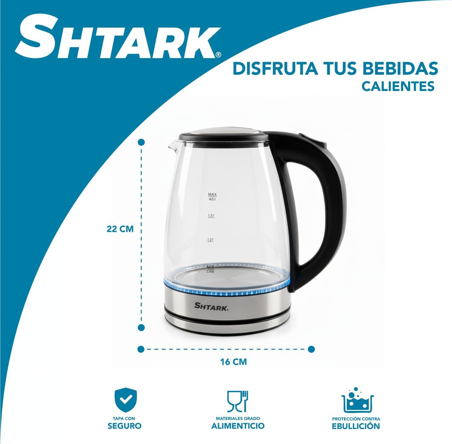 Hervidor Eléctrico de Vidrio Shtark 2 L con Luz LED Azul 1000 W — imagen 3
