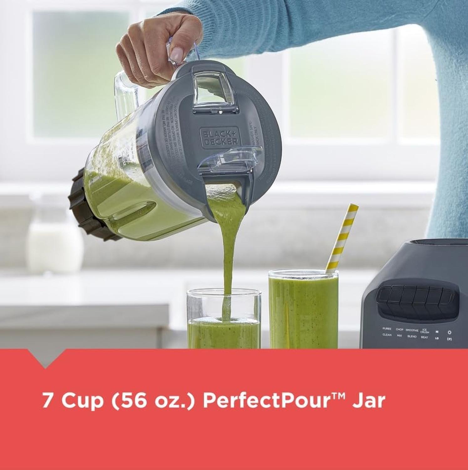 Licuadora Black+Decker BL2209GBB-LA PerfectPour 56 oz 8 Vel Gris Vaso Vidrio — imagen 4