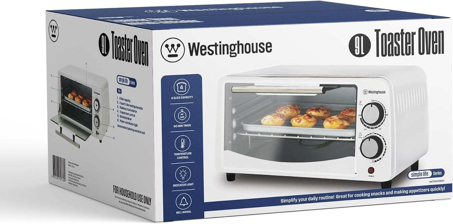 Horno Tostador Westinghouse 9 L 800 W Blanco con Temporizador 60 Min — imagen 3