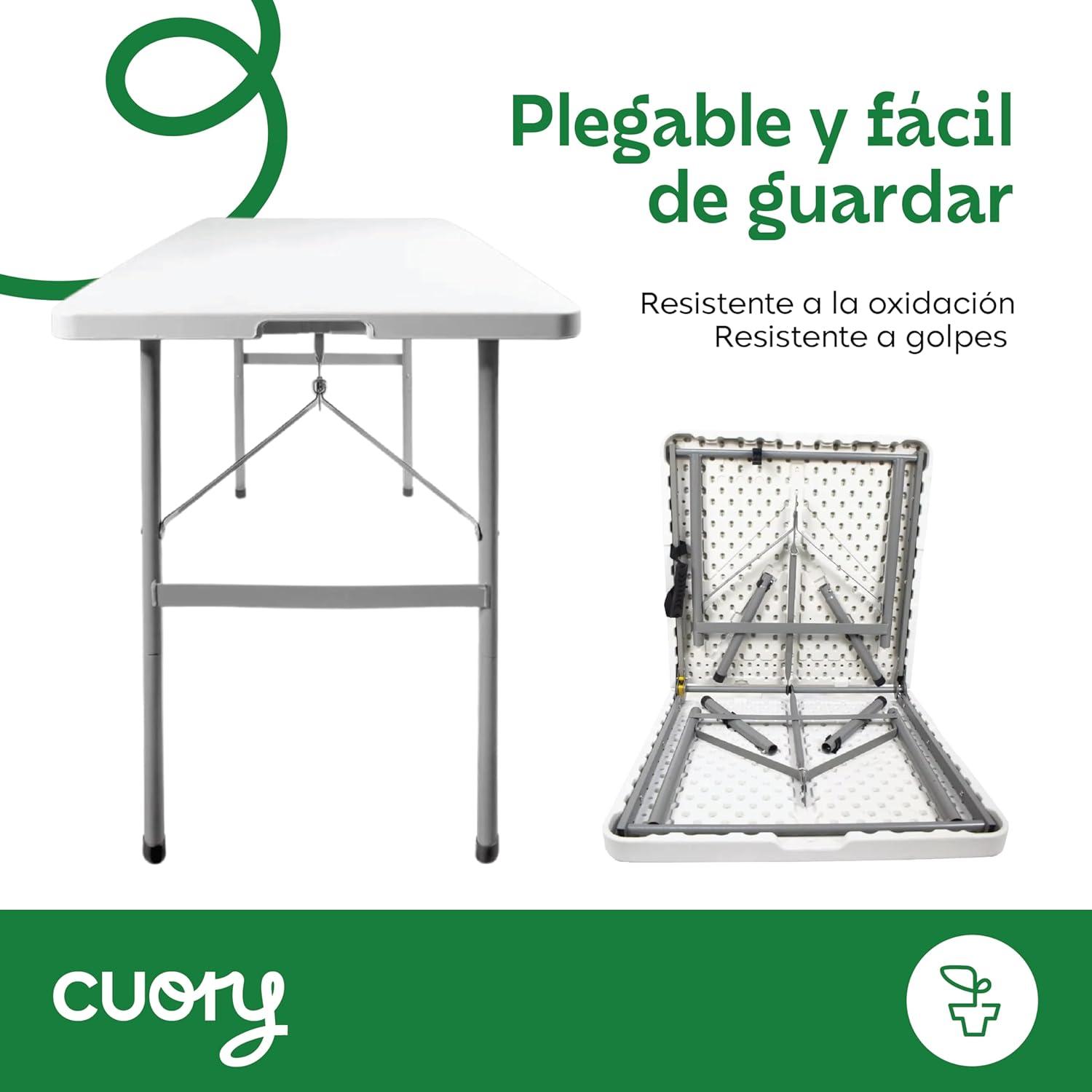 Mesa Plegable Cuory Blanca 122x60cm Compacta Resistente — imagen 2