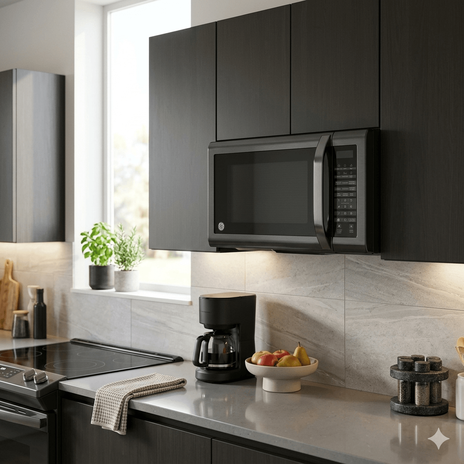 Microondas GE MGE16XNEJS 1.6 Pies Grill Espejo Negro — imagen 3