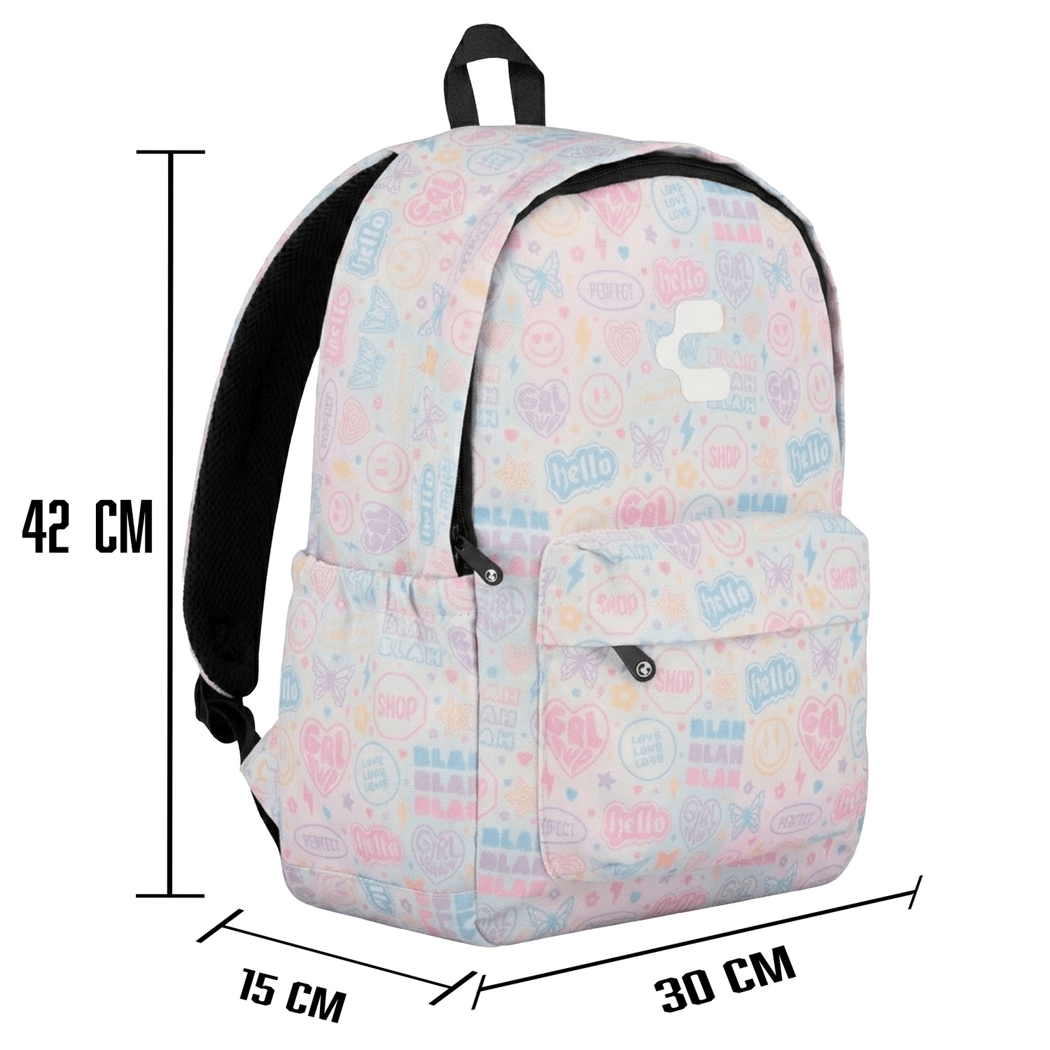 Mochila Charly Pastel Pop Niña Escolar Lonchera Blanco Infantil — imagen 5