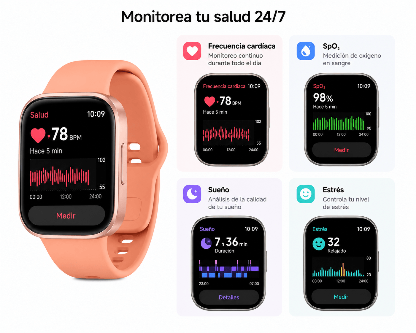 Smartwatch Xiaomi Redmi Watch 6 Active Naranja — imagen 4