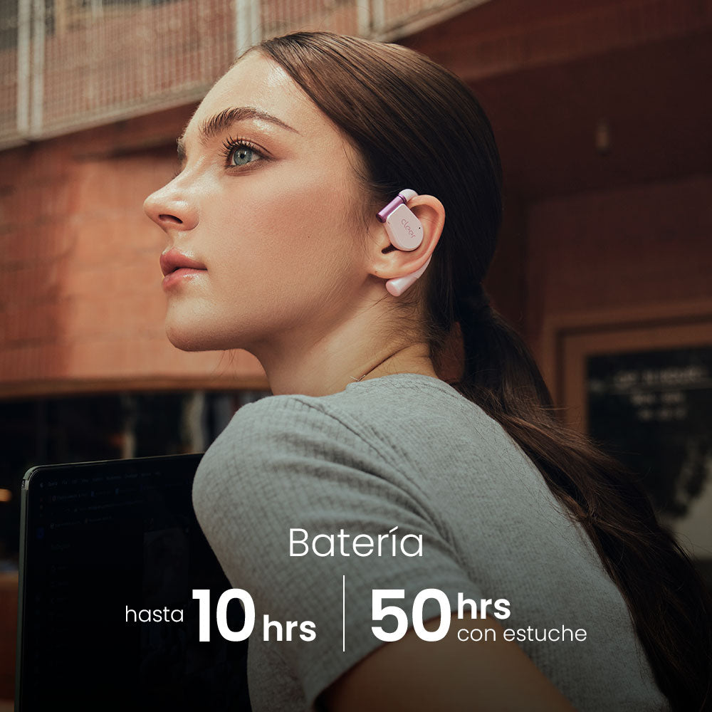 Audifonos Cleer ARC 3 Open-Ear: Sonido Hi-Res, Dolby Atmos, 50h Batería, IPX7 rosa — imagen 10