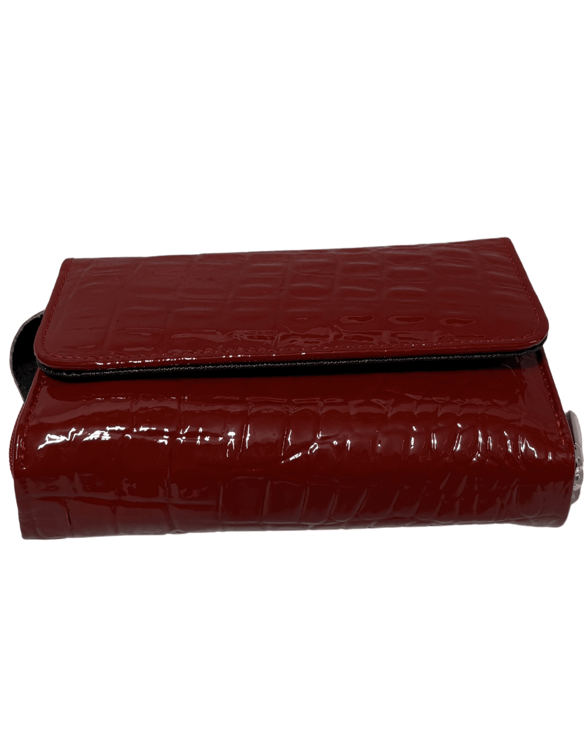 Cartera Para Dama De Charol Roja Grabado Tipo Cocodrilo mini con cierre — imagen 5