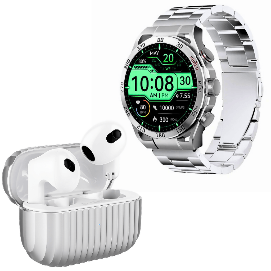 Smartwatch Filwans GTR Plata + Audifonos G-Tide H21 Plata — imagen 2