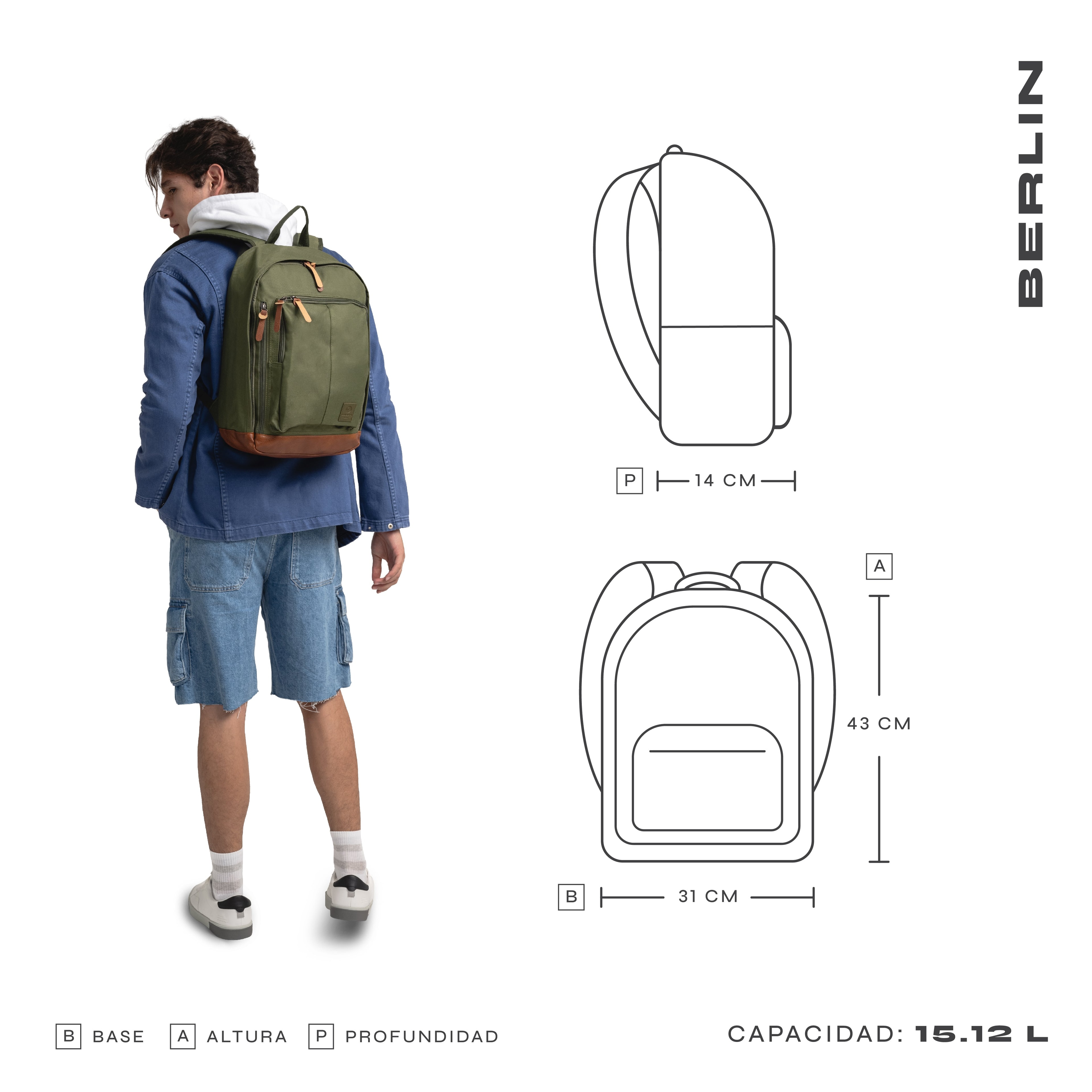 Mochila para laptop CoolCapital Berlin 15" pulgadas Morado — imagen 8