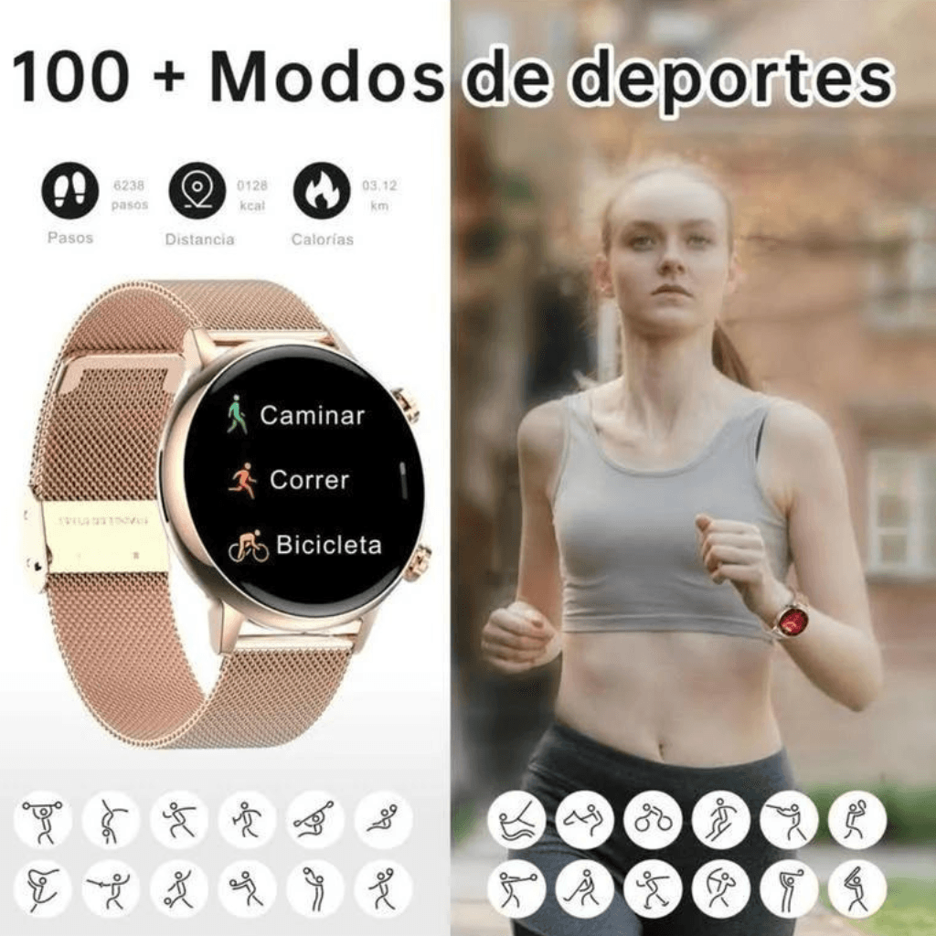 Smartwatch Dorado para Mujer, Romance G-Tide con Llamadas Bluetooth y Monitoreo de Salud — imagen 4