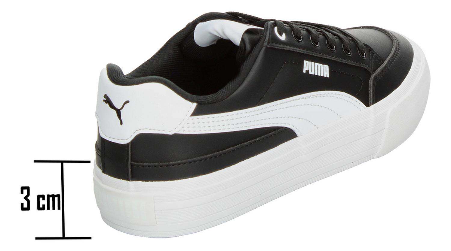 Tenis Puma Court Classic Dama Casual Negro Blanco Mujer — imagen 3