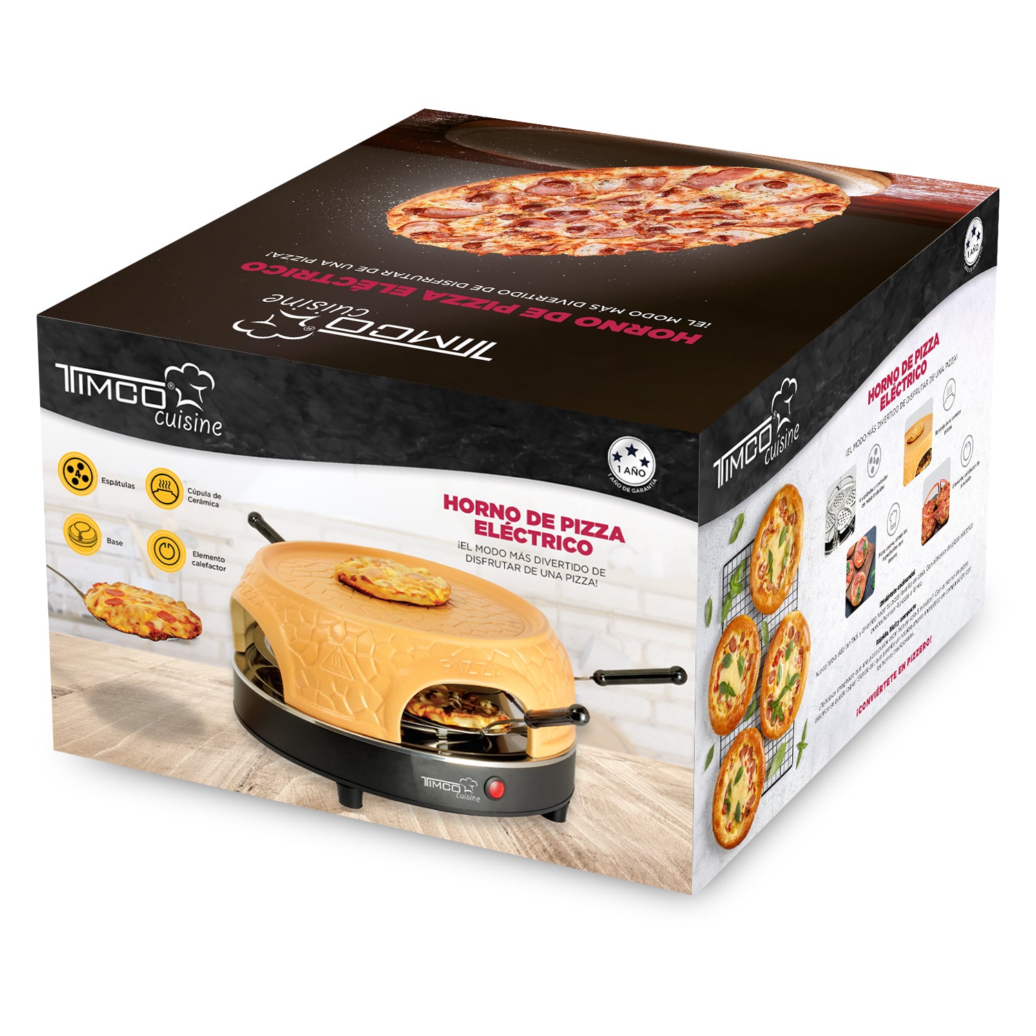 Horno Eléctrico para Pizza Mini Portátil Cerámica 4 Piezas Timco PIZZA4 — imagen 6
