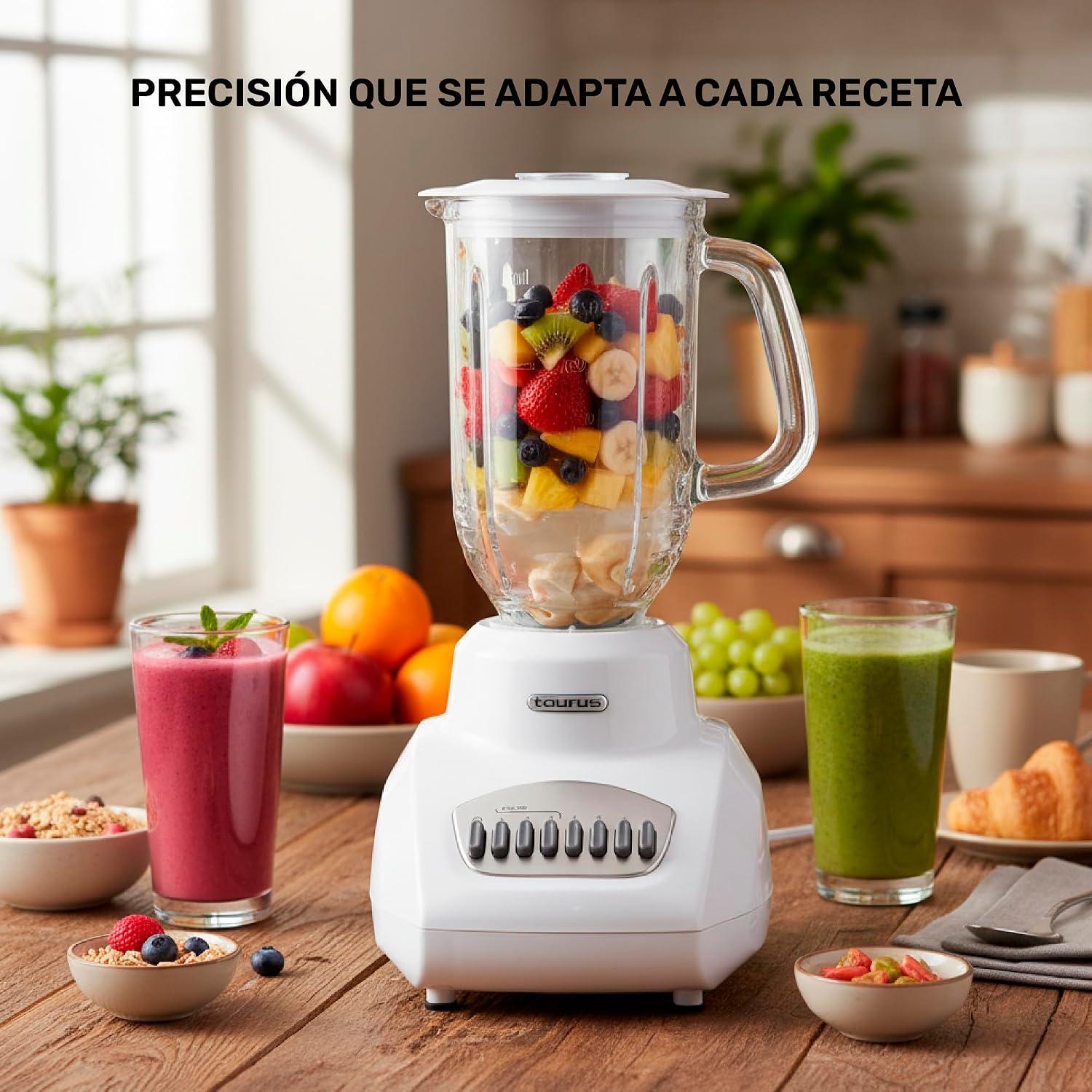 Licuadora Taurus Valencia 7 Velocidades Vaso de Vidrio 1.25 L Blanca — imagen 3