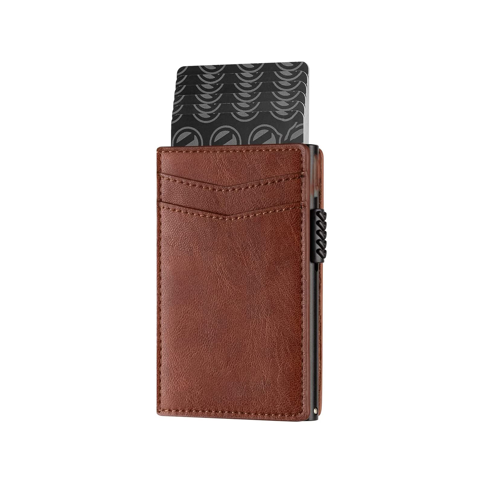 Tarjetero de Piel, Billetera Plegable con Bloqueo RFID, Billetera de Hombre con Monedero Billetera con Cierre Magnético para Dinero y Monedas, Marrón — imagen 2