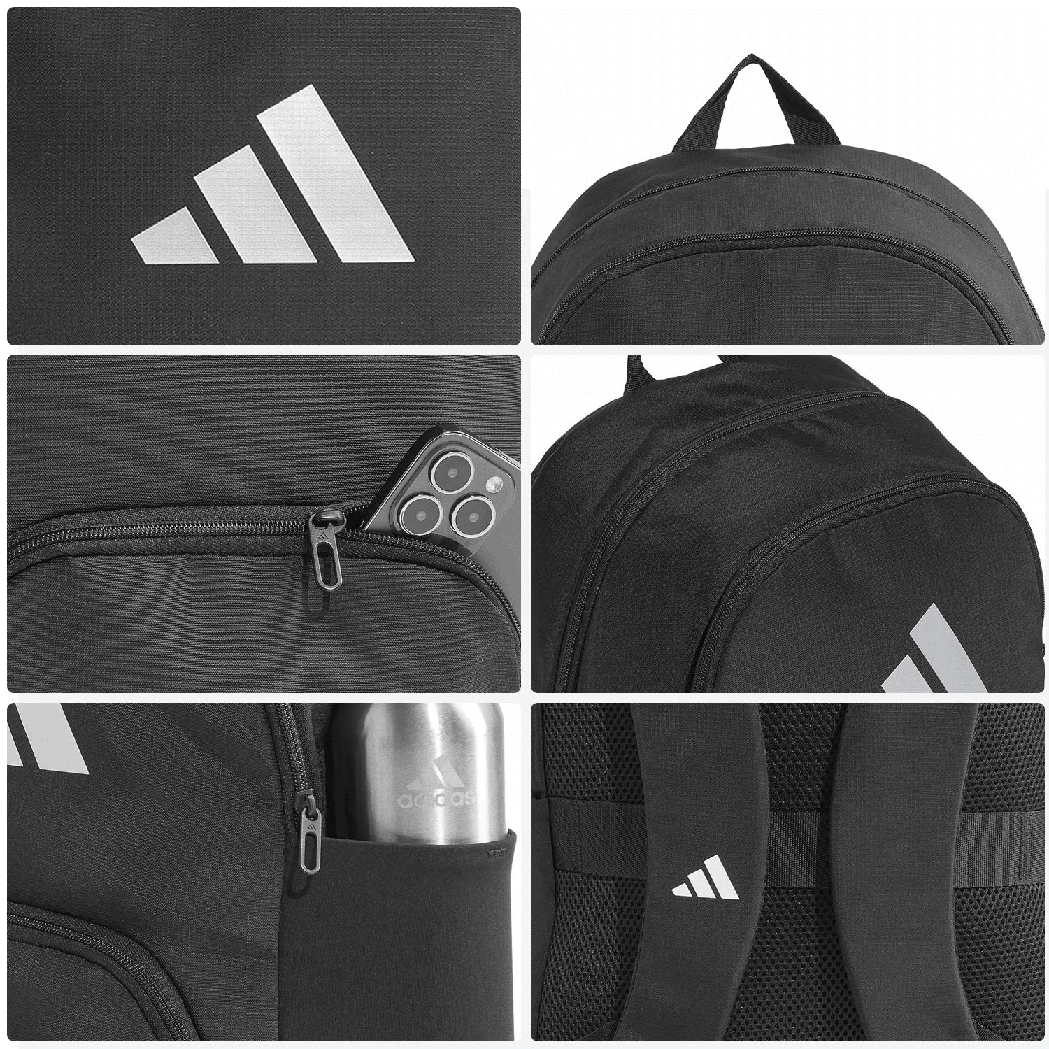 Mochila Adidas Defender Negra Escolar Impermeable Unisex 20L — imagen 10