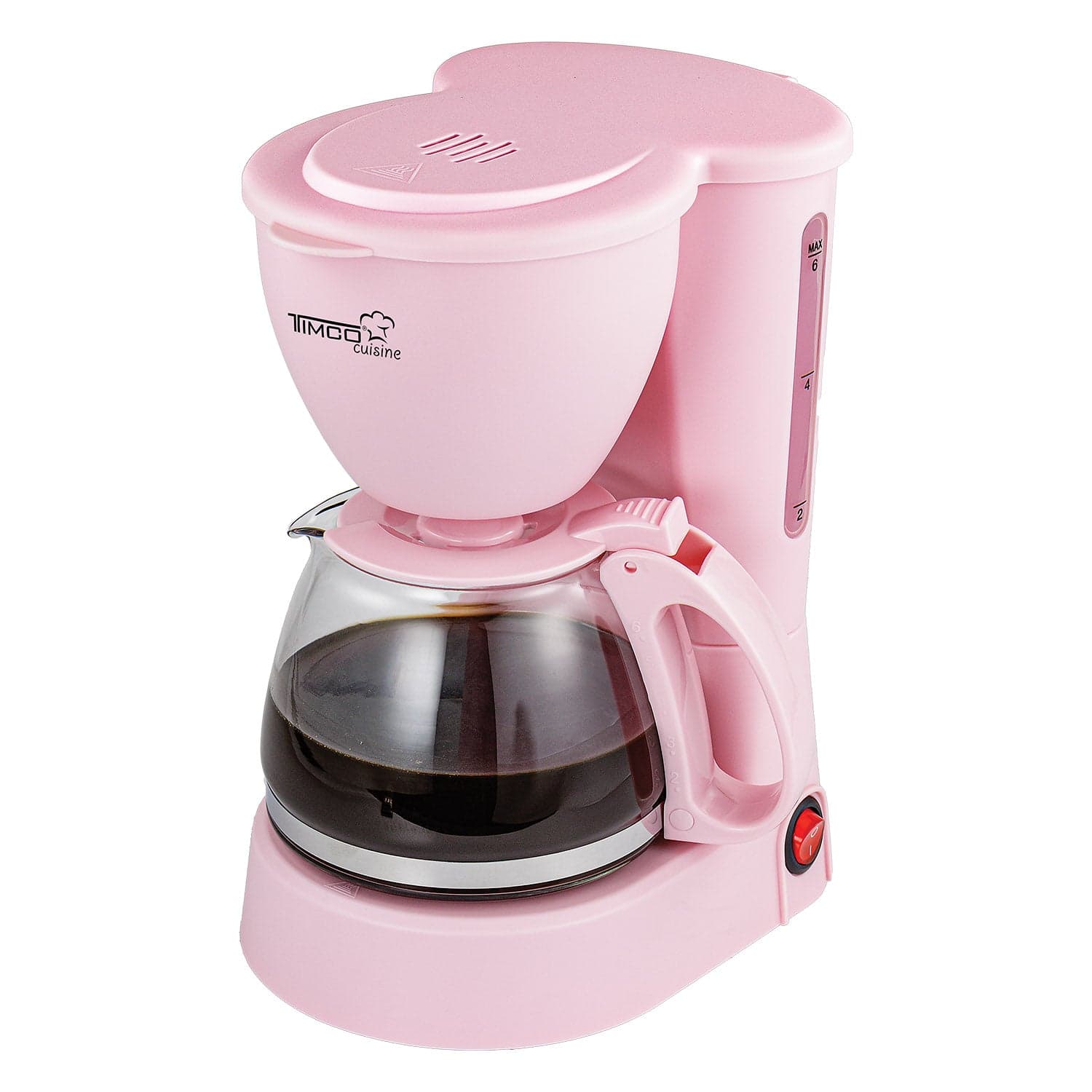 Cafetera Eléctrica Rosa 750 ml Filtro Permanente Antigoteo con Placa Calefactora CAFWJ9008 Timco — imagen 6