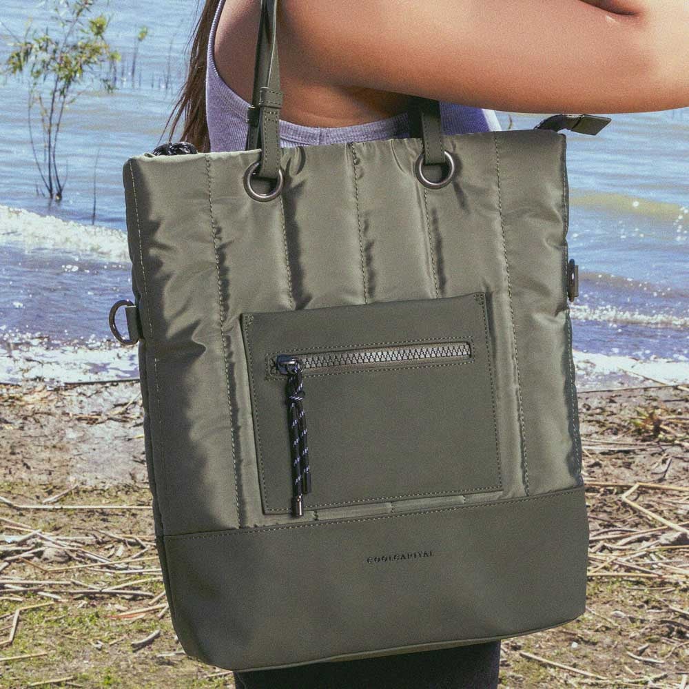 Bolsa CoolCapital Tote Bag Fuji: Laptop 14", Resistente y Ajustable, Verde — imagen 4