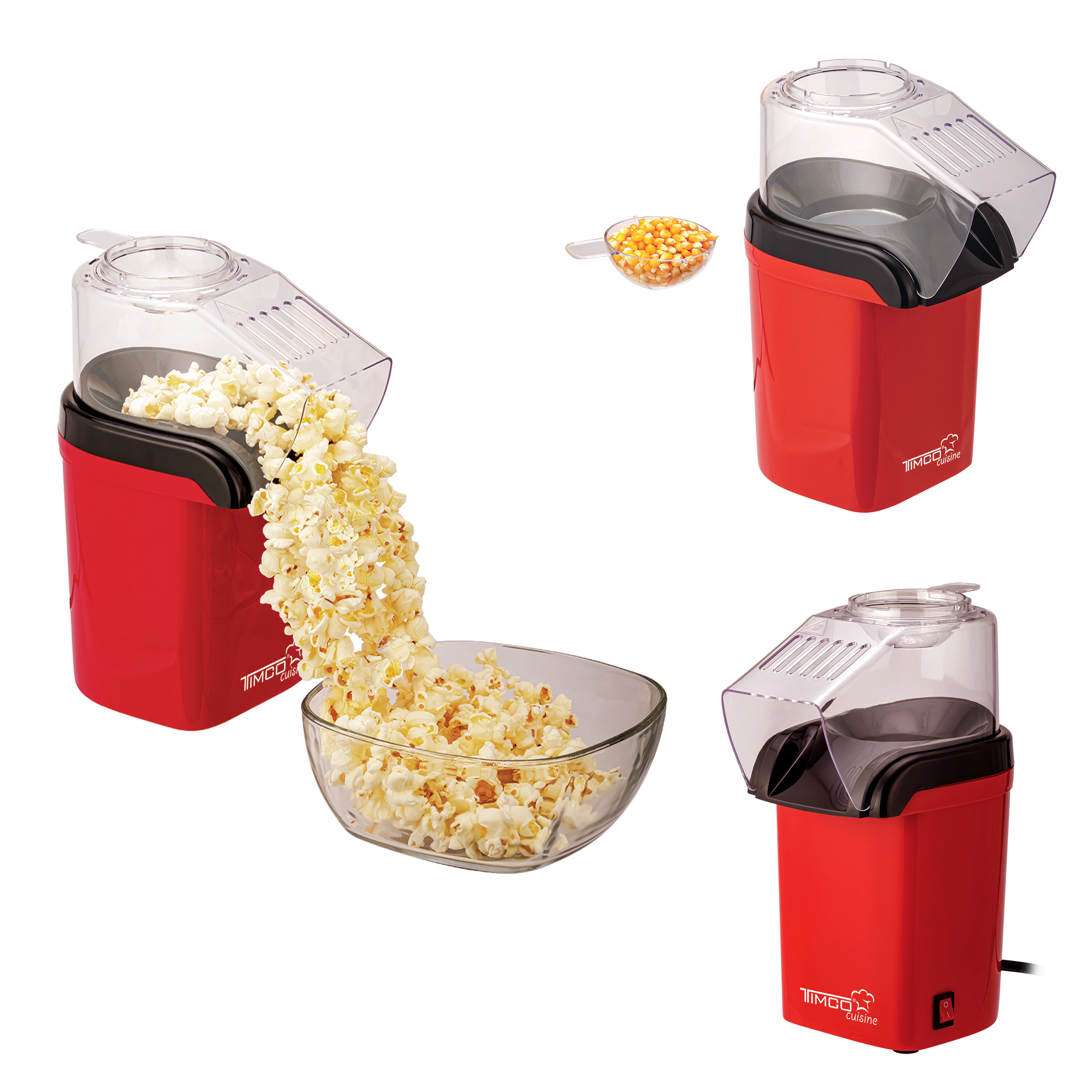 Maquina de Palomitas de Maiz con Tapa Medidora Maquina Palomitero Aire Caliente Automatica Palomera Capacidad de 80g Timco PALO-810 — imagen 5