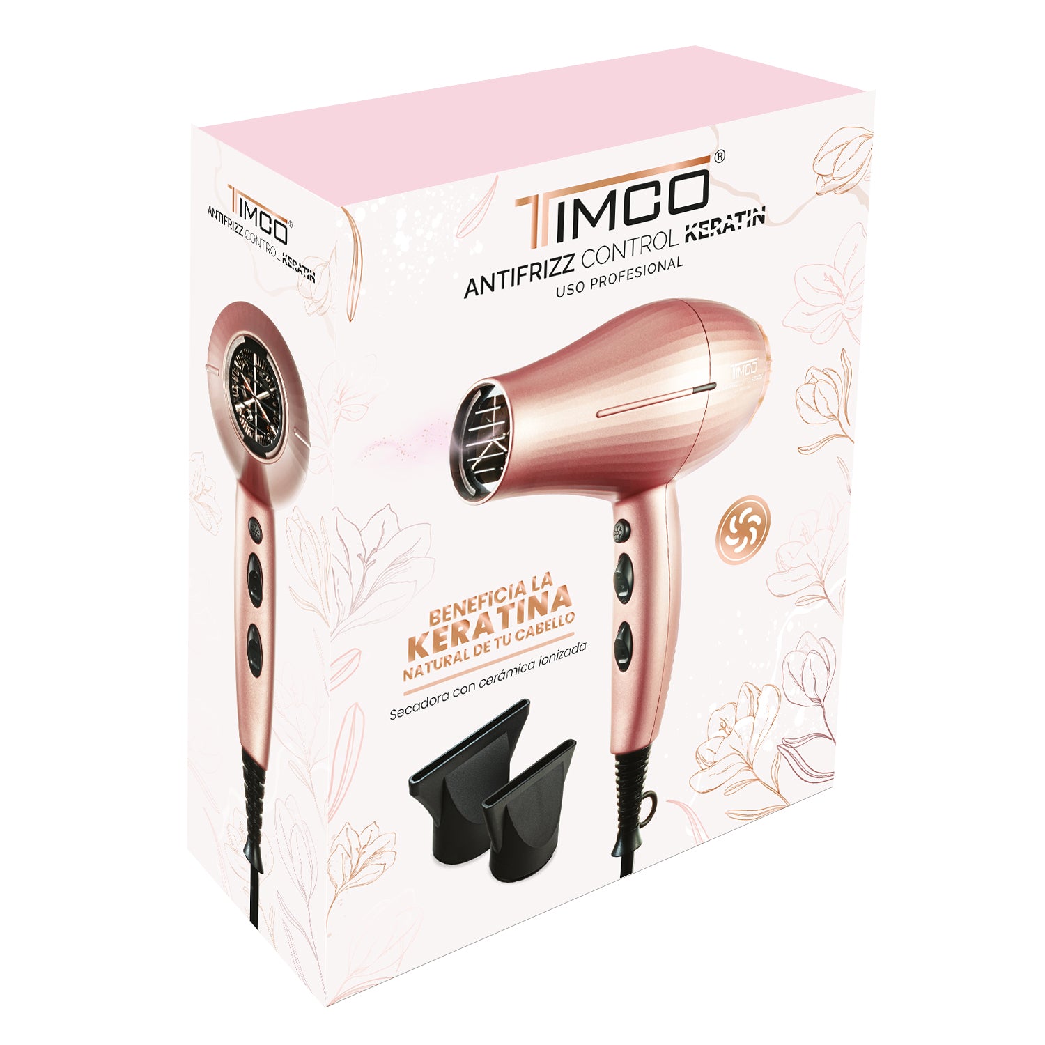 Secadora de Cabello Profesional 2 Boquillas Antifrizz Control Keratin Timco SEF422 — imagen 7