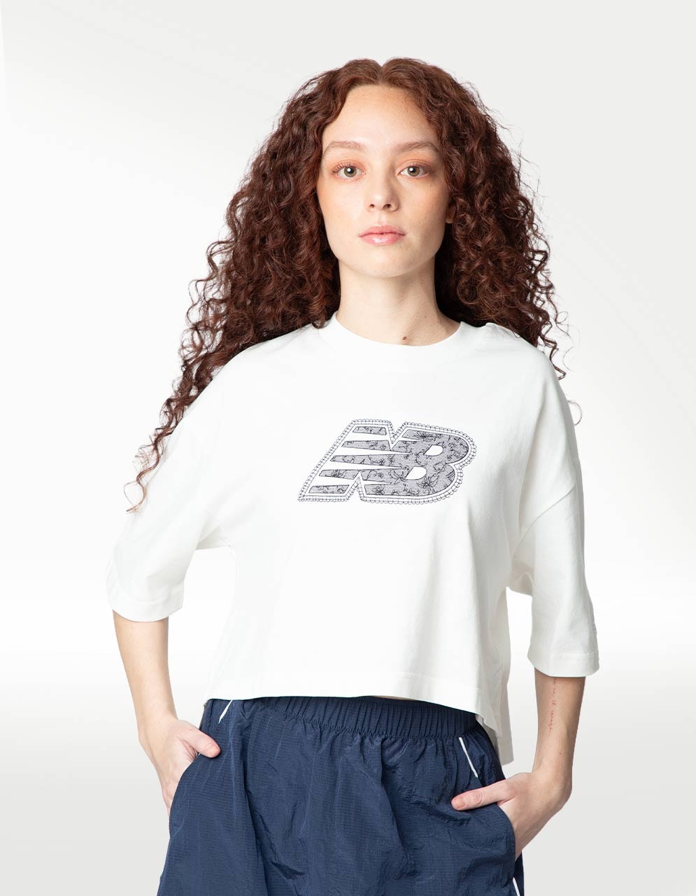 Playera New Balance Lace Blanco - Mujer — imagen 2