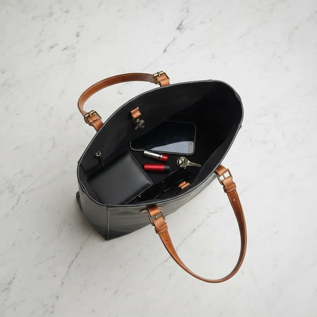 Bolsa Piel Legitima Elegante Cuero Genuino Para Mujer Handbags Tote — imagen 3