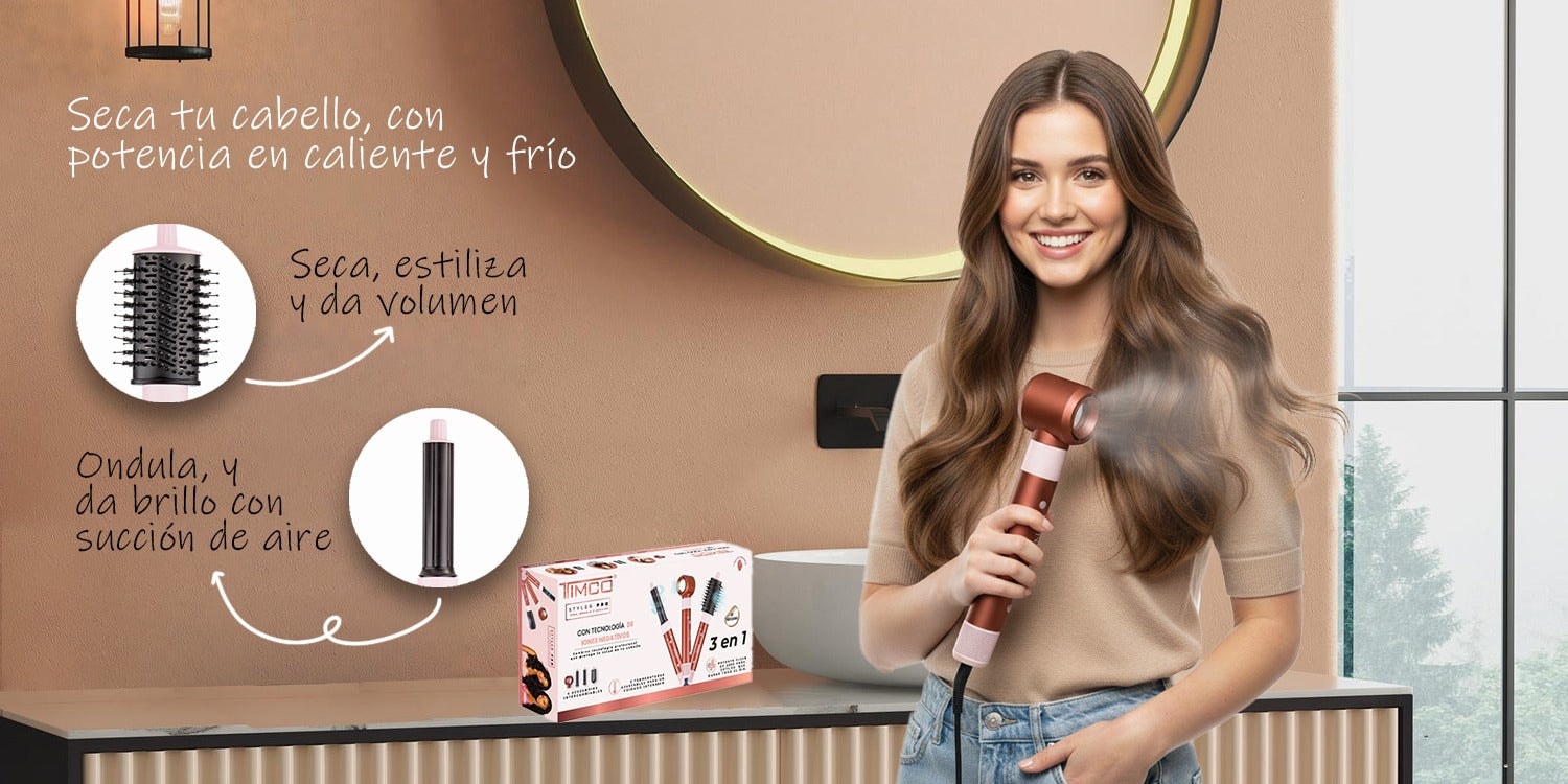 Cepillo Secadora TIMCO Styler PRO 3 en 1 Iónico Cerámico Seca Ondula y Estiliza AJ2642 — imagen 3