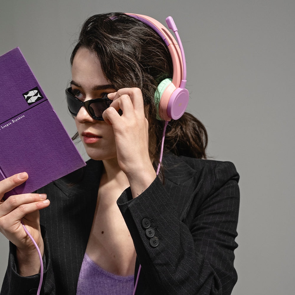 Audífono Alámbrico On-ear STF VIVA! Para computadora, Micrófono, Rosa — imagen 3