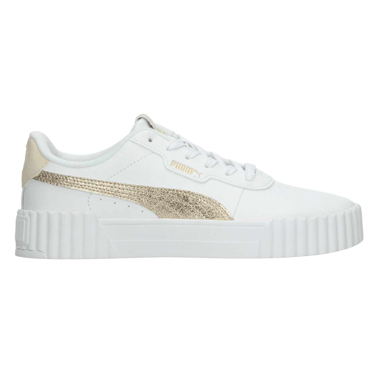 Tenis Dama Puma Carina 3.0 Blanco Dorado Casual Mujer — imagen 2