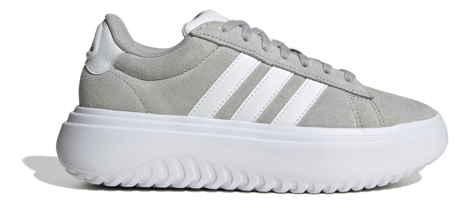 Tenis adidas Mujer Grand Court Plataforma Gris Con Blanco — imagen 2