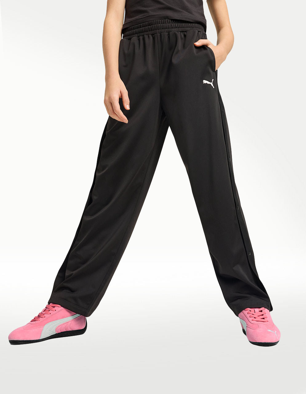 Pants Puma Wardrobe Ess Relaxed Popper Negro - Niño — imagen 2