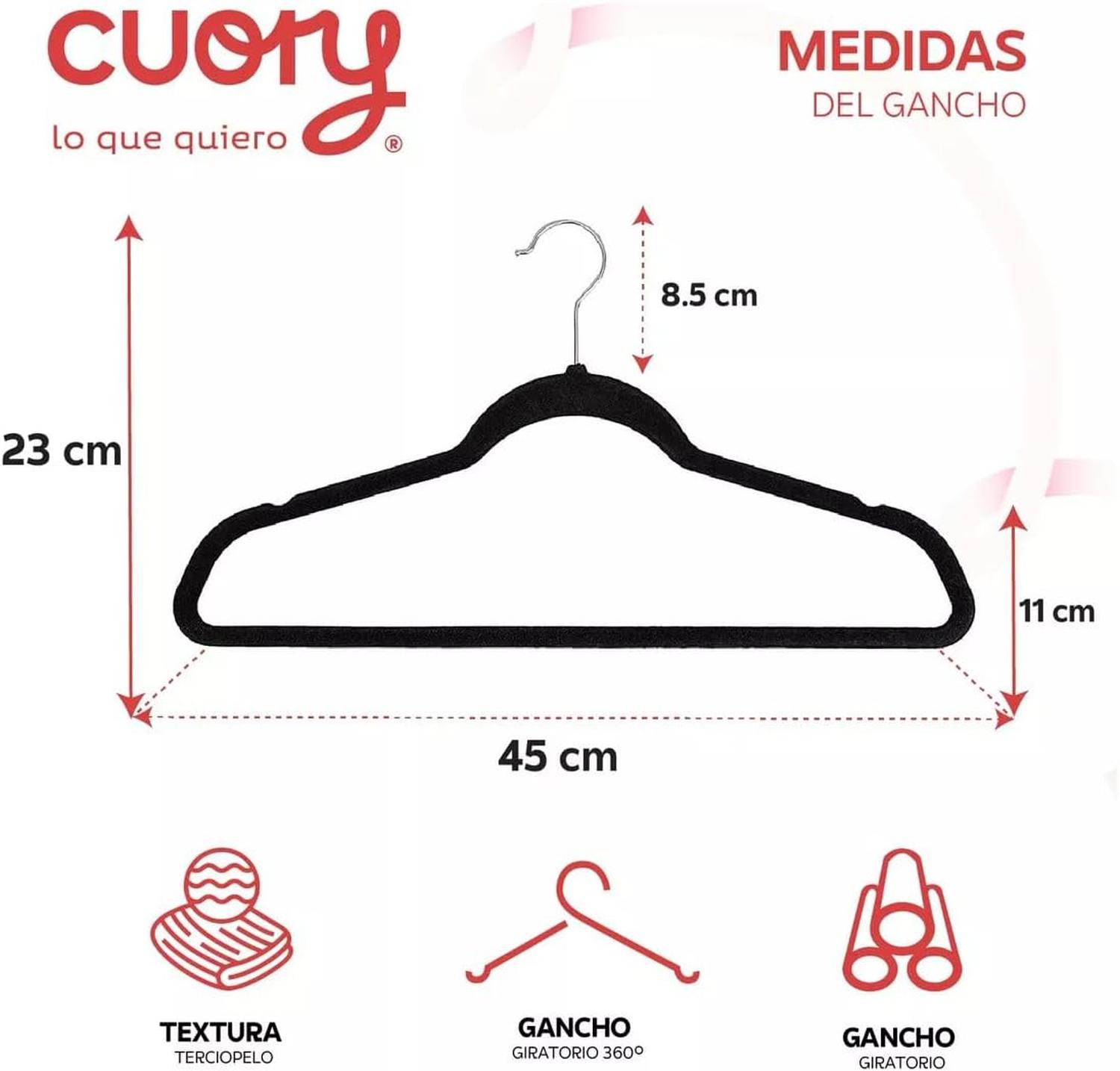 GANCHOS ADULTO CUOHGA3 CUORY 45CM LARGO 23CM ALTO CAJA 50PZ — imagen 2
