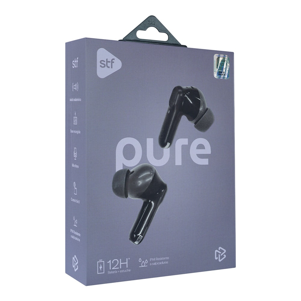 Audifonos Inalámbricos Tws Pure STF 12hrs Uso Protección IPX4 Negro — imagen 11