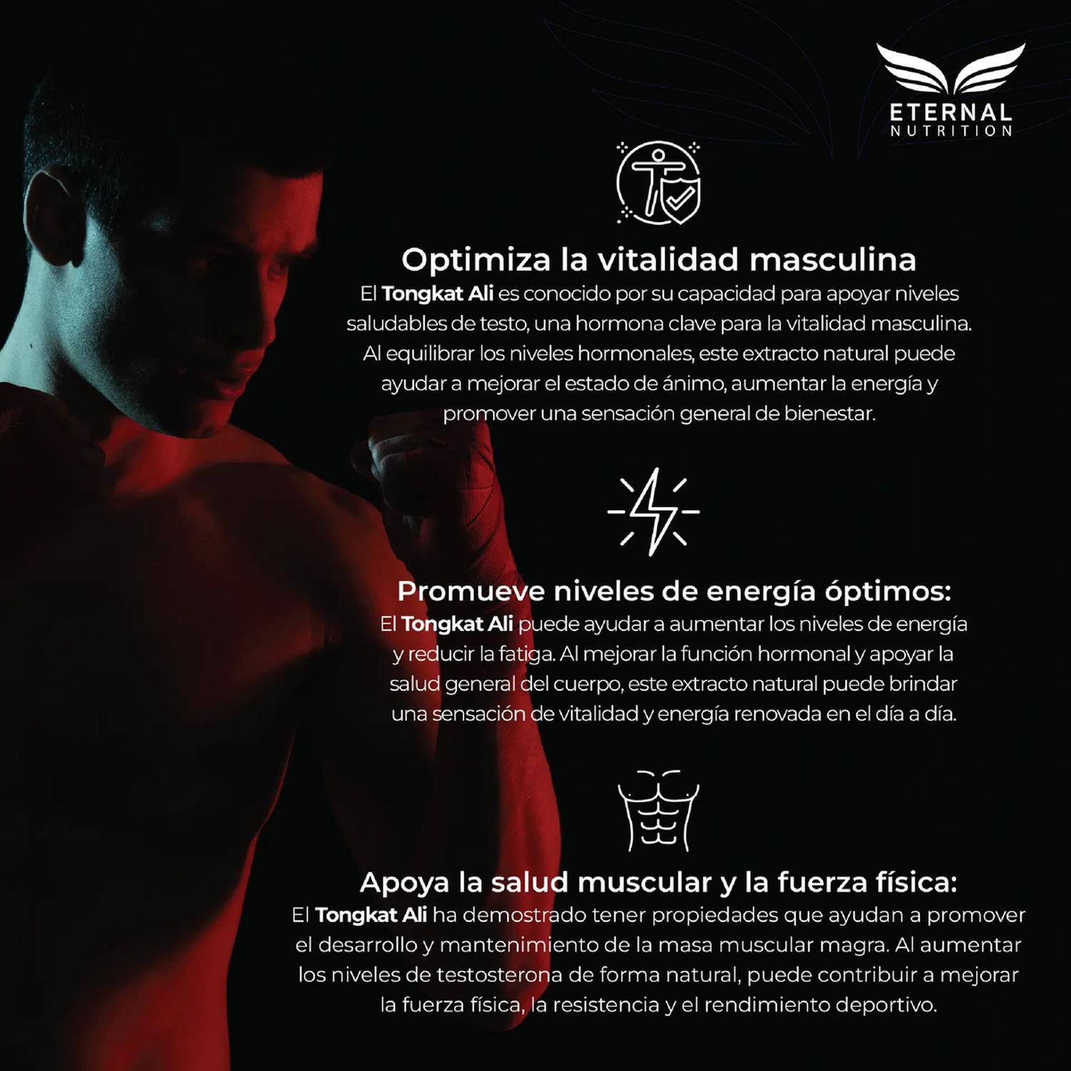 Ultra Pure: Tongkat Ali 200:1 Men's Testo, Extracto Concentrado, Vitalidad Masculina, 300 Cápsulas — imagen 4