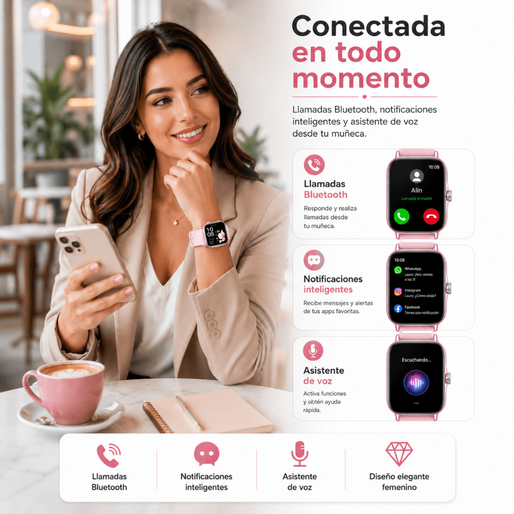 Smartwatch Futurem FM13 (Rosa) + Audifonos G-tide OWS 8 (Rosa) — imagen 9