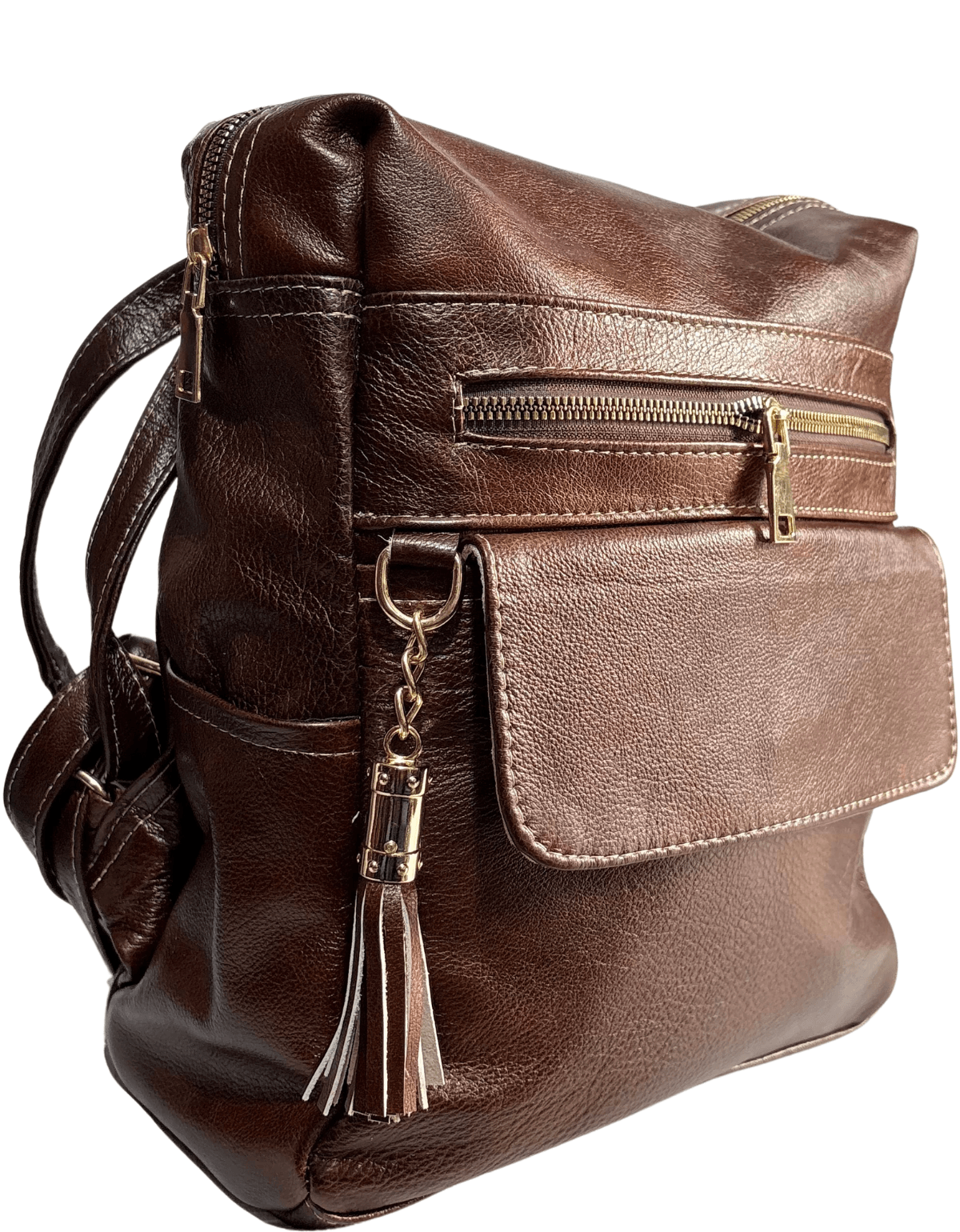 Mochila Bolsa Mariconera 3 En 1 De Piel Legitima Suave Para Dama Jf5 — imagen 4