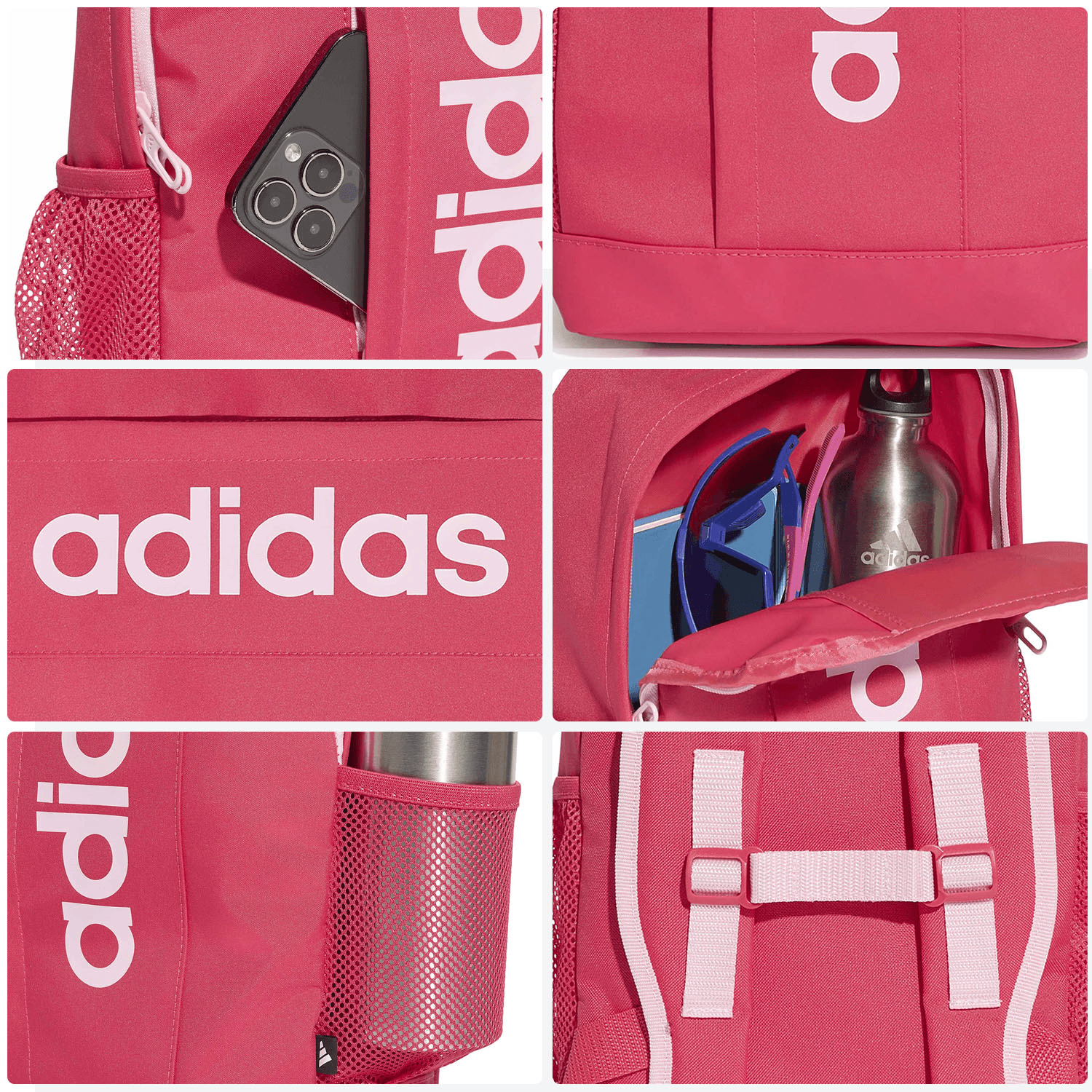 Mochila Adidas Lineal Niña Rosa Escolar Ligera Original Infantil 10L — imagen 5