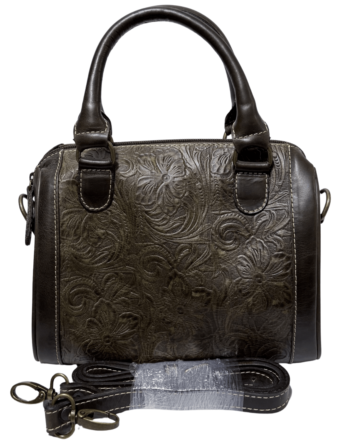 Bolsa Tipo Baúl Mini De Piel Legitima Grabada Dama Asa Adicional — imagen 12
