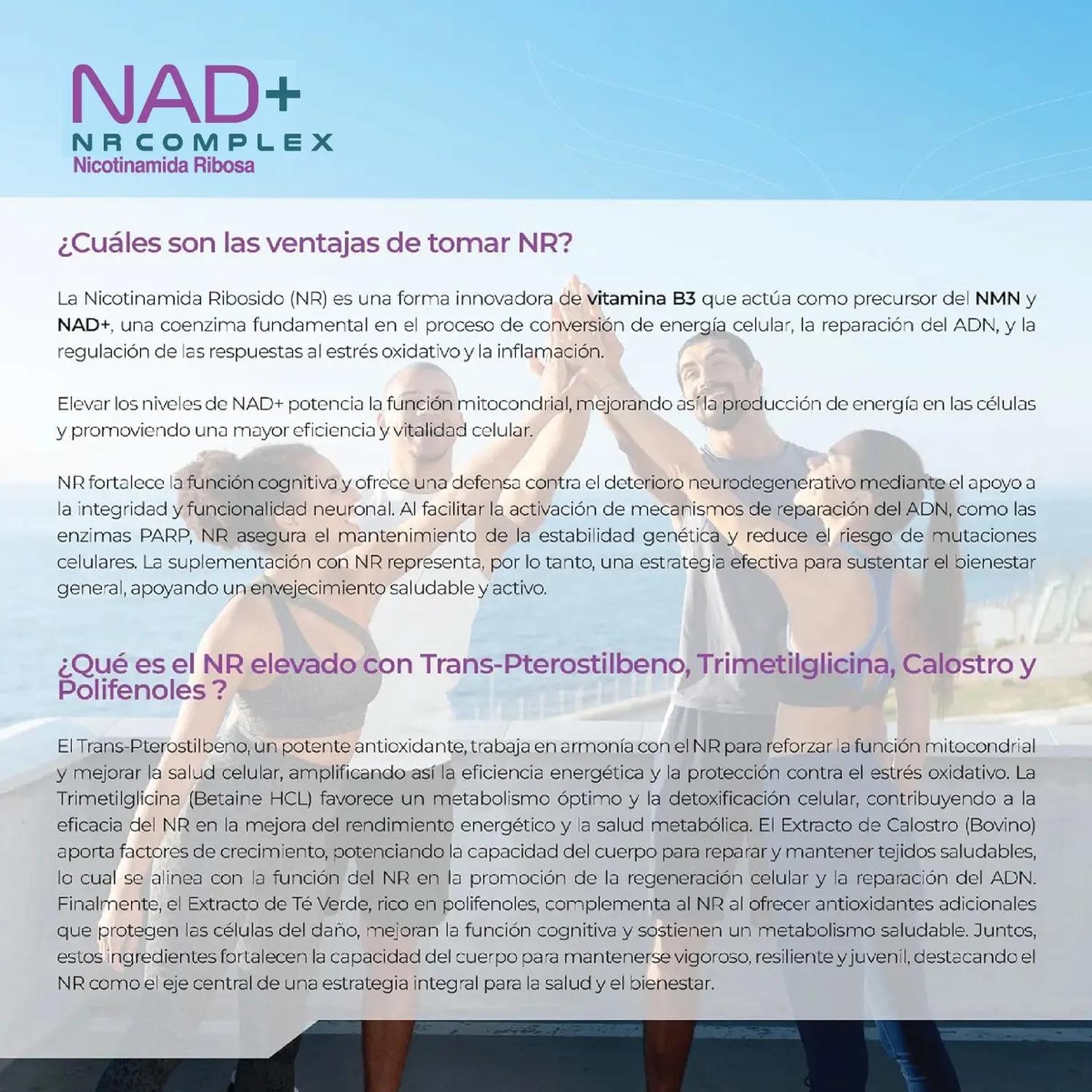 Essentials: NAD+ NR Complex, Nicotinamida Ribósida + Calostro + Trans-Pterostilbeno, 100 Cápsulas — imagen 5